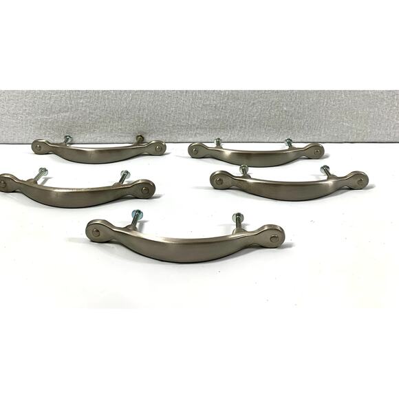 Five Silvertone Metal Cabinet Door Pulls Drawer Handles 5" Nickel Finish - Picture 4 of 5